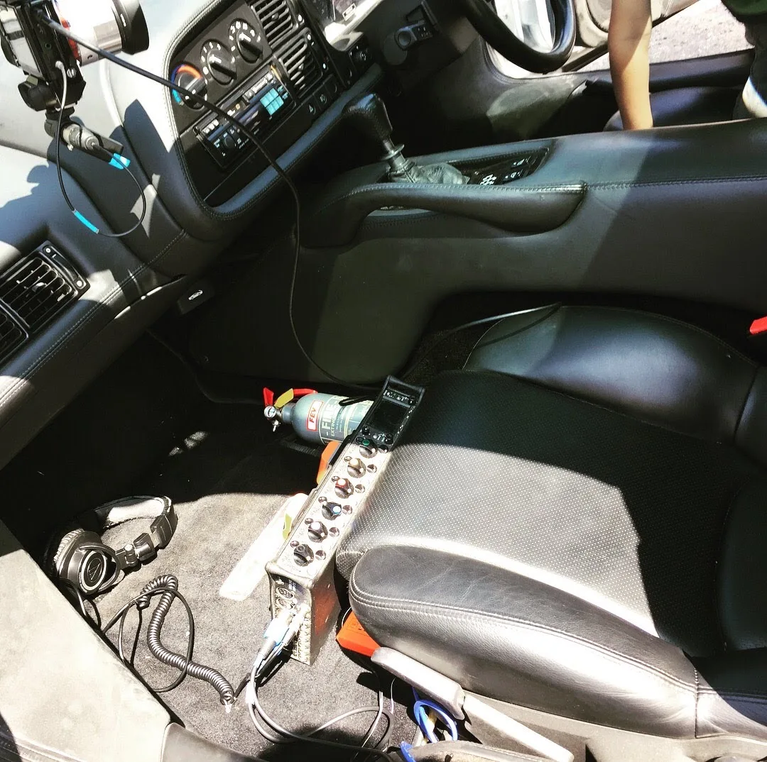 Recording equipment inside a car cockpit